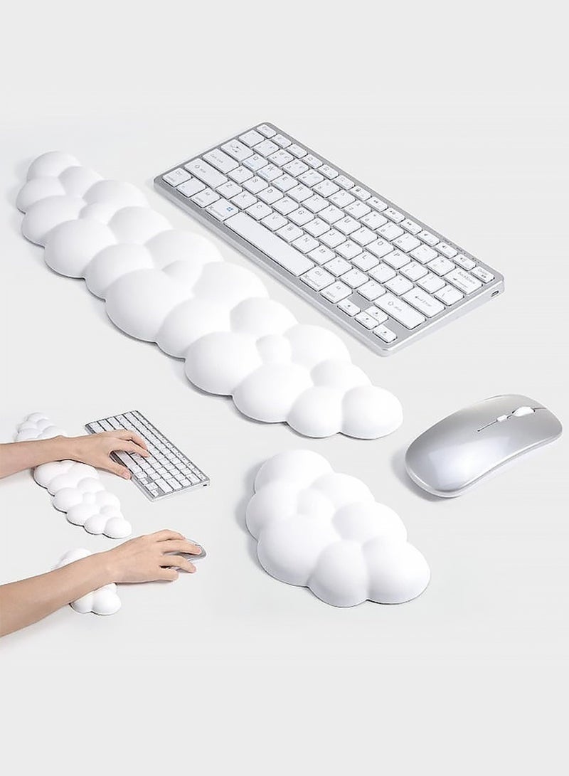 Hello Hi Cloud Keyboard Wrist Rest Set, PU Memory Foam Non-Slip Cloud Wrist Rest, Soft and Elastic, Ergonomic Keyboard Mouse Wrist Support for Typing Pain Relief, Home Office, Laptop and Computer Use - White - Image 5